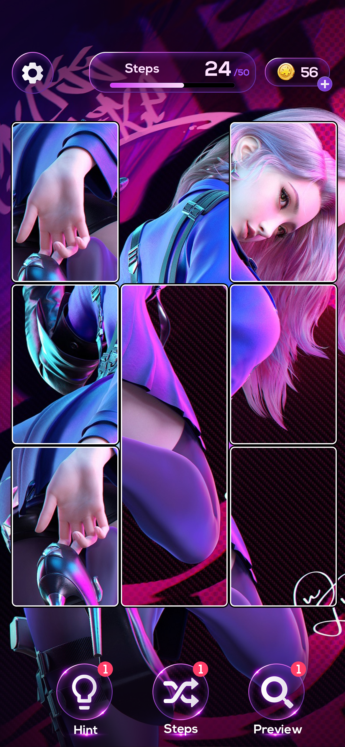 Glamour Piece gameplay puzzle board